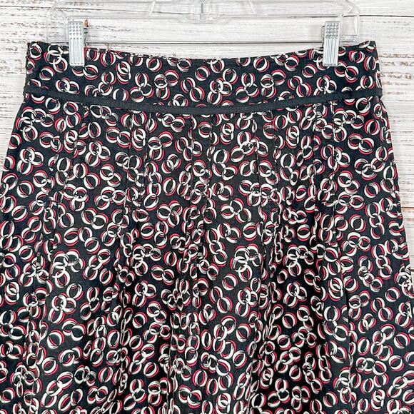 Ann Taylor Loft Black, Pink and White Chain Print Pleated Skirt, EUC, Size 4 - Picture 9 of 11